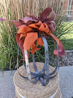 Decorative Metal Crown with Orange Burlap Bow, Can Be Decorated For Any Holidy